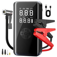 7-in-1 Car Battery Starter with 150 PSI Air Compressor, Jump Starter Box (5.0L Gas/3.0L Diesel), Portable Jump Starter, LCD Display, 3-Mode LED Flashlight, USB Type-C, Quick Charge, 10V Output, 36V Max Operating Voltage