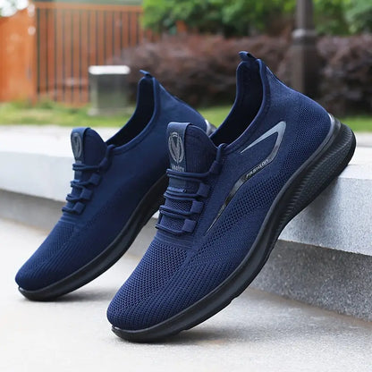 Men'S Breathable Knit Running Shoes - Lightweight, Non-Slip Sneakers for Gym, Basketball & Outdoor Adventures - Black with White Accents, Lace-Up Design, Perfect for Sports Enthusiasts, Gym Shoes, Sleek Sporty Look, Comfortable Fit