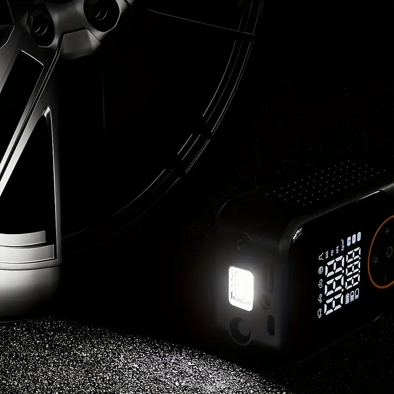 Portable Wireless Air Compressor Tire Inflator- with Digital Pressure Gauge, Emergency LED Light, 4x Fast Cordless Design| Equipped with Rechargeable Battery| Digital Display Tire Air Pump, Suitable for Car