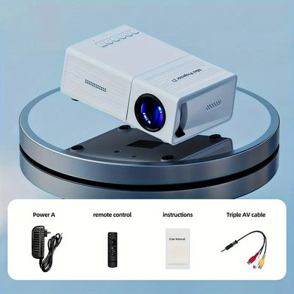 HD Mini LCD Projector for Home Theater & Outdoor Camping, Remote Controlled, USB AV & SD Card Compatible, 4:3 Aspect Ratio, 20 ANSI Lumens Brightness, Ideal for Christmas, Halloween, Thanksgiving Gifts