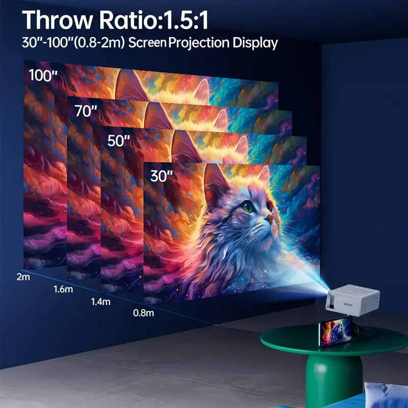 HD Mini LCD Projector for Home Theater & Outdoor Camping, Remote Controlled, USB AV & SD Card Compatible, 4:3 Aspect Ratio, 20 ANSI Lumens Brightness, Ideal for Christmas, Halloween, Thanksgiving Gifts