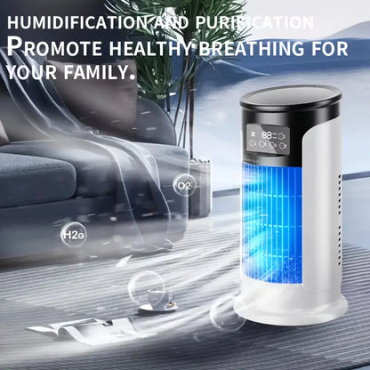 Portable Air Conditioner Humidifier Fan - 3-in-1 Mini Cooling Fan for Home and Office, Bedroom Fan with Digital Display, USB-Powered Powerful Cooling Air Conditioner for Household Use