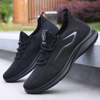 Men'S Breathable Knit Running Shoes - Lightweight, Non-Slip Sneakers for Gym, Basketball & Outdoor Adventures - Black with White Accents, Lace-Up Design, Perfect for Sports Enthusiasts, Gym Shoes, Sleek Sporty Look, Comfortable Fit