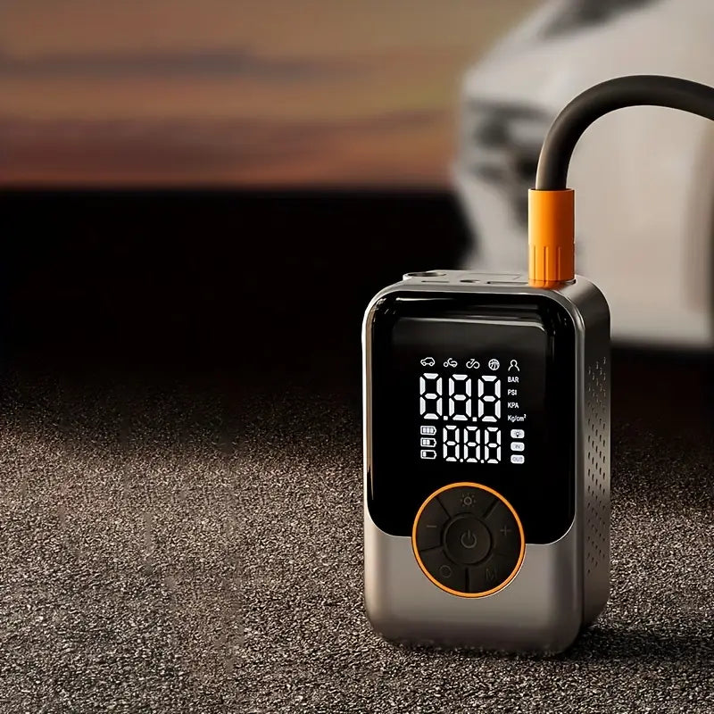 Portable Wireless Air Compressor Tire Inflator- with Digital Pressure Gauge, Emergency LED Light, 4x Fast Cordless Design| Equipped with Rechargeable Battery| Digital Display Tire Air Pump, Suitable for Car