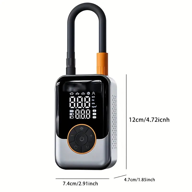 Portable Wireless Air Compressor Tire Inflator- with Digital Pressure Gauge, Emergency LED Light, 4x Fast Cordless Design| Equipped with Rechargeable Battery| Digital Display Tire Air Pump, Suitable for Car