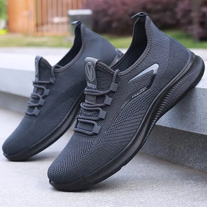 Men'S Breathable Knit Running Shoes - Lightweight, Non-Slip Sneakers for Gym, Basketball & Outdoor Adventures - Black with White Accents, Lace-Up Design, Perfect for Sports Enthusiasts, Gym Shoes, Sleek Sporty Look, Comfortable Fit