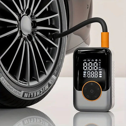 Portable Wireless Air Compressor Tire Inflator- with Digital Pressure Gauge, Emergency LED Light, 4x Fast Cordless Design| Equipped with Rechargeable Battery| Digital Display Tire Air Pump, Suitable for Car