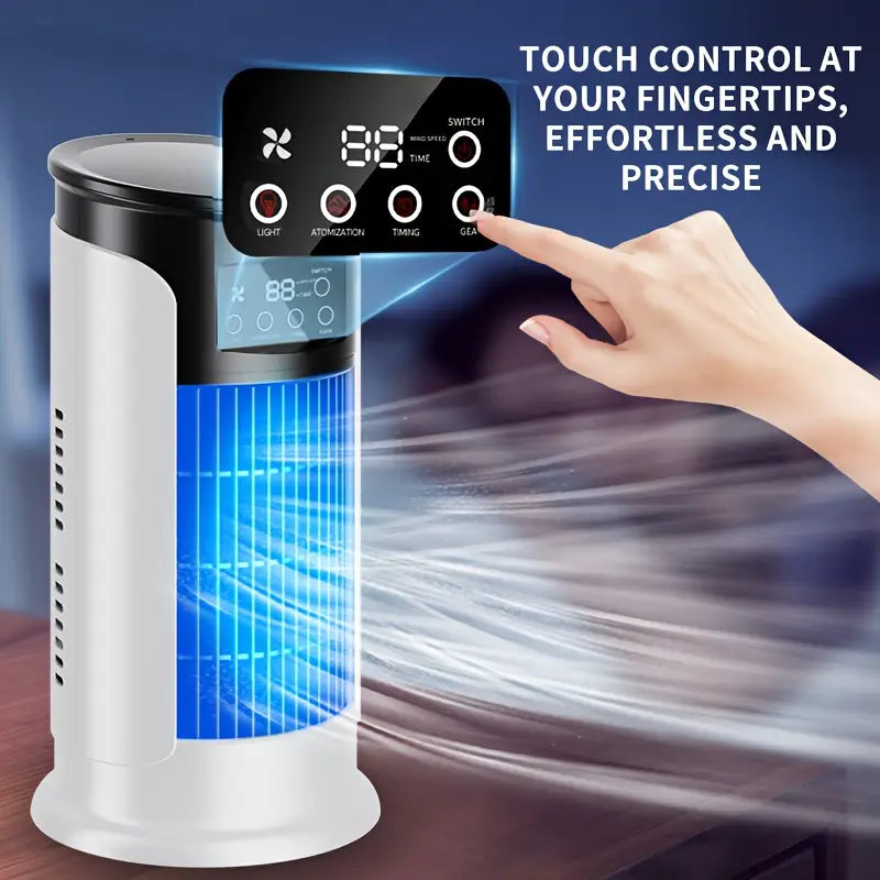 Portable Air Conditioner Humidifier Fan - 3-in-1 Mini Cooling Fan for Home and Office, Bedroom Fan with Digital Display, USB-Powered Powerful Cooling Air Conditioner for Household Use