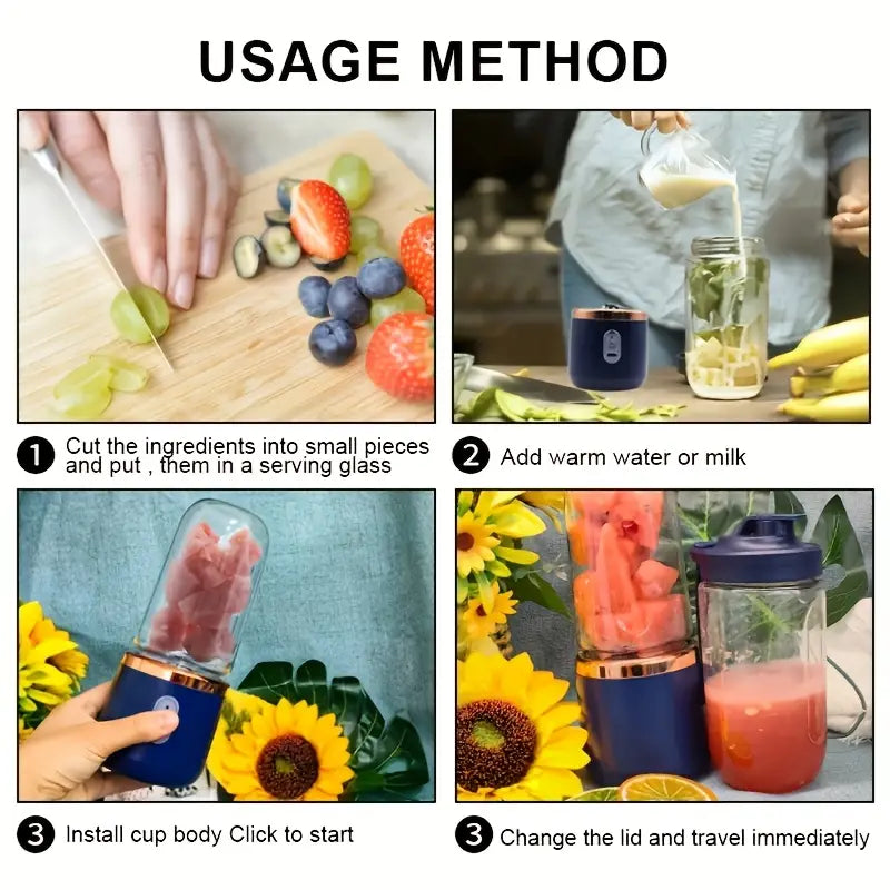 Portable 2-in-1 Juicer | Rechargeable, Compact Food-Grade Cup for Personal & Family Use | 6 Blades, USB Charging | Durable & Easy to Carry | Perfect for Smoothies, Shakes, Iced Drinks | Ideal Gift for Valentine’s, Christmas & Mother’s Day