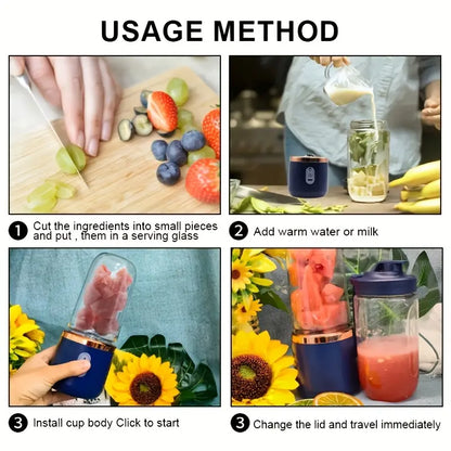 Portable 2-in-1 Juicer | Rechargeable, Compact Food-Grade Cup for Personal & Family Use | 6 Blades, USB Charging | Durable & Easy to Carry | Perfect for Smoothies, Shakes, Iced Drinks | Ideal Gift for Valentine’s, Christmas & Mother’s Day