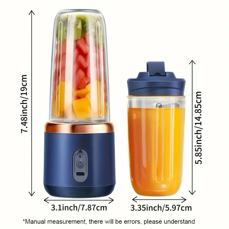 Portable 2-in-1 Juicer | Rechargeable, Compact Food-Grade Cup for Personal & Family Use | 6 Blades, USB Charging | Durable & Easy to Carry | Perfect for Smoothies, Shakes, Iced Drinks | Ideal Gift for Valentine’s, Christmas & Mother’s Day