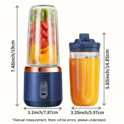 Portable 2-in-1 Juicer | Rechargeable, Compact Food-Grade Cup for Personal & Family Use | 6 Blades, USB Charging | Durable & Easy to Carry | Perfect for Smoothies, Shakes, Iced Drinks | Ideal Gift for Valentine’s, Christmas & Mother’s Day