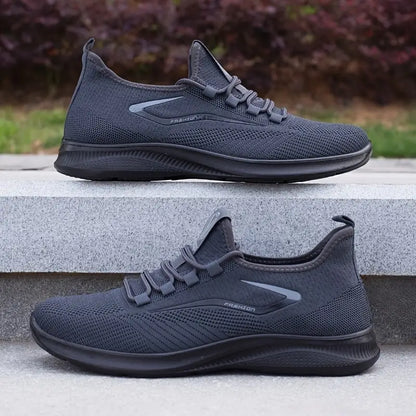Men'S Breathable Knit Running Shoes - Lightweight, Non-Slip Sneakers for Gym, Basketball & Outdoor Adventures - Black with White Accents, Lace-Up Design, Perfect for Sports Enthusiasts, Gym Shoes, Sleek Sporty Look, Comfortable Fit