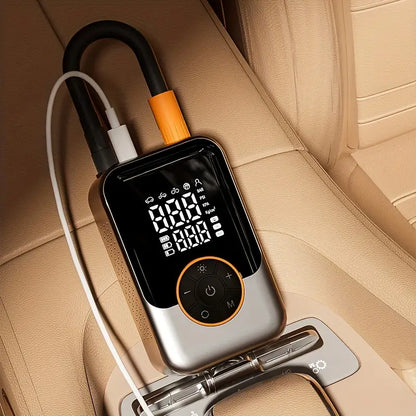 Portable Wireless Air Compressor Tire Inflator- with Digital Pressure Gauge, Emergency LED Light, 4x Fast Cordless Design| Equipped with Rechargeable Battery| Digital Display Tire Air Pump, Suitable for Car